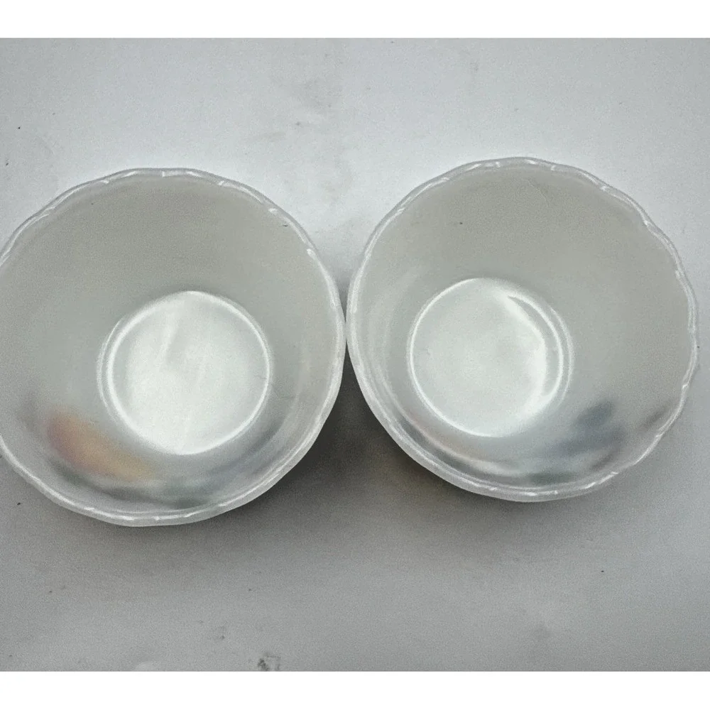 Fire King Anchor Hocking Gay Fad Fruit Pattern Milk Glass 8 Piece Set.‎